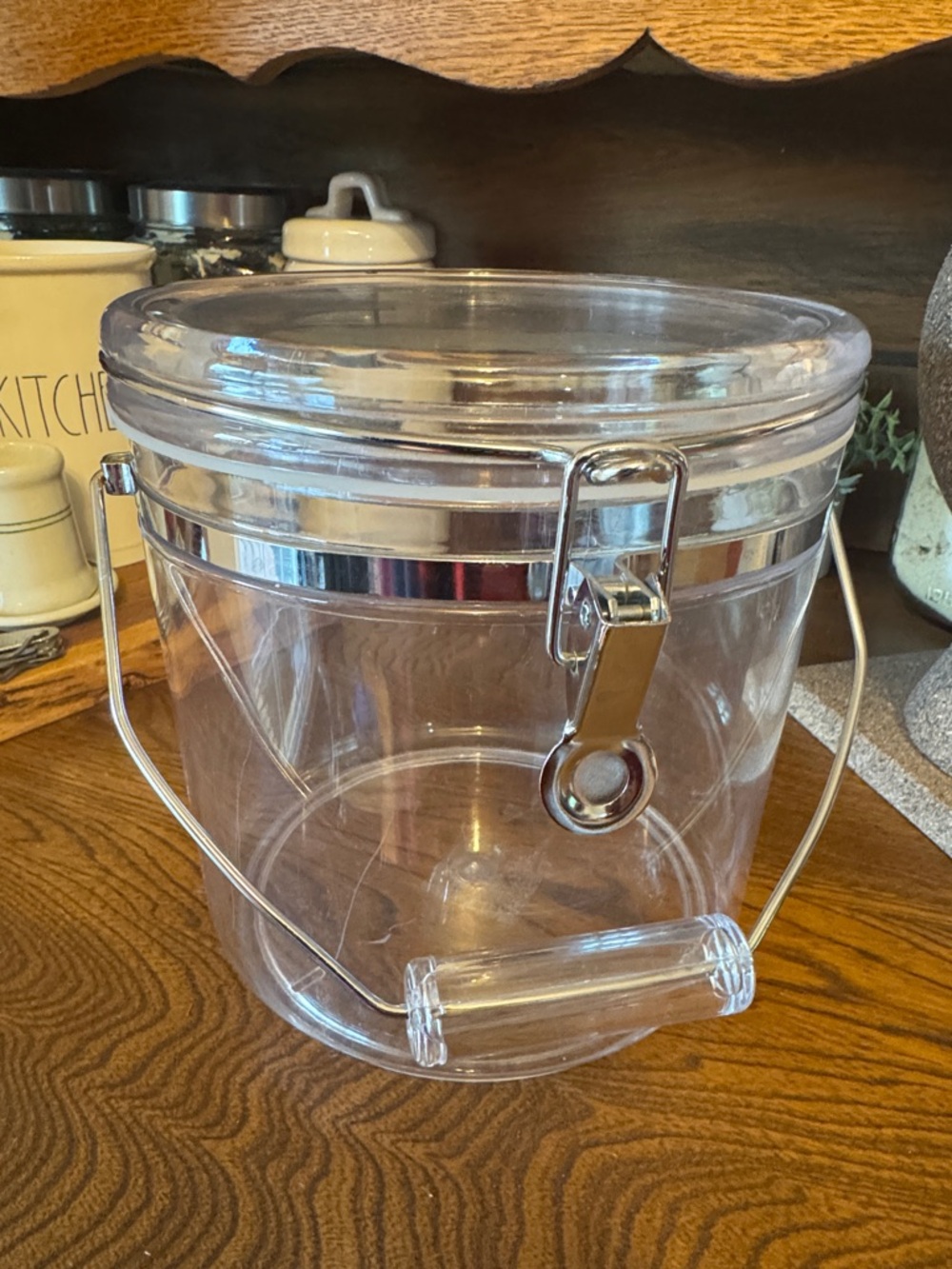 King Arthur Clear Airtight Pantry Canister with Handle - silver accents